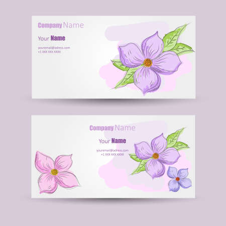 Business cards design with flowerのイラスト素材