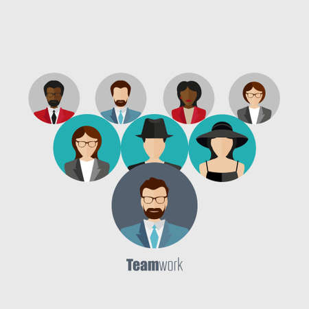 Vector Flat teamwork, togetherness concept illustration. People symbol.のイラスト素材
