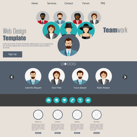 Simple Flat website for Teamwork business.のイラスト素材