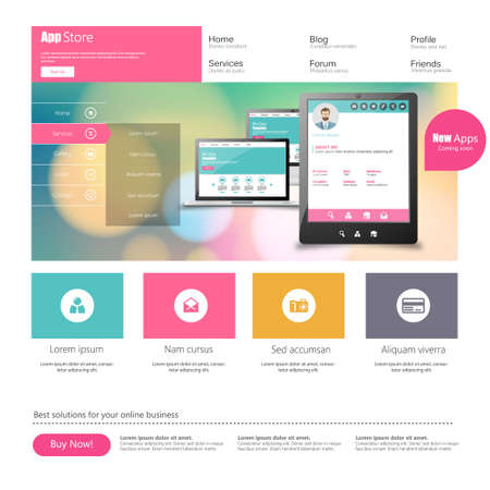 Flat Colorful Website Template Designのイラスト素材
