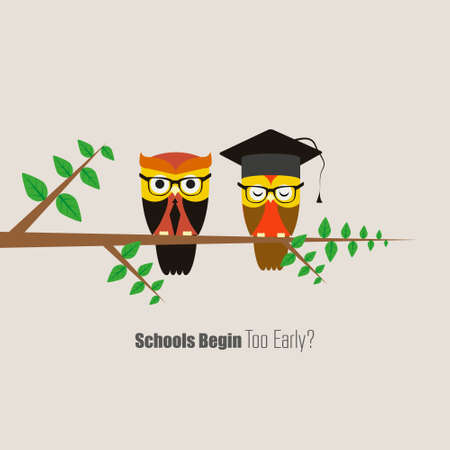 Vector Set of Cute School and Graduation Themed Owlsのイラスト素材