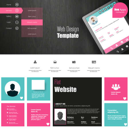 Flat Colorful website template with clean modern design.のイラスト素材