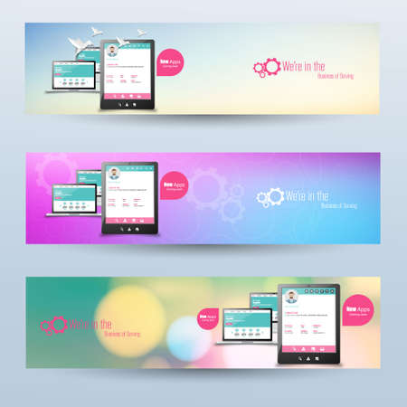 vector website headers, smart phone promotion bannersのイラスト素材