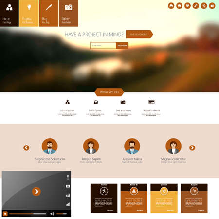 Website Template with Blurred Backgroundsのイラスト素材