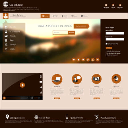 Website Template with Blurred Backgroundsのイラスト素材