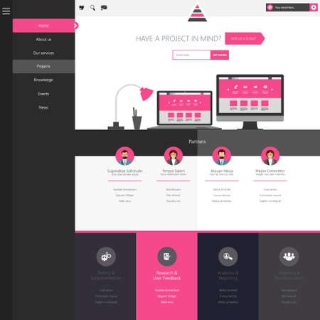 Flat Website Template (Homepage, Portfolio, About, Contact)のイラスト素材