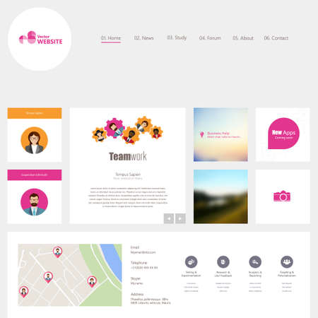 Flat Colorful Website Template Designのイラスト素材