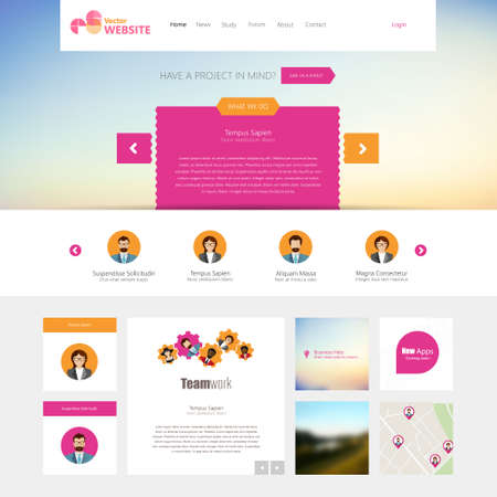 Flat Web Design elements. Templates for website.のイラスト素材