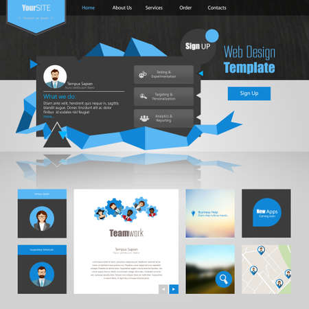 Flat Website template with abstract elementsのイラスト素材