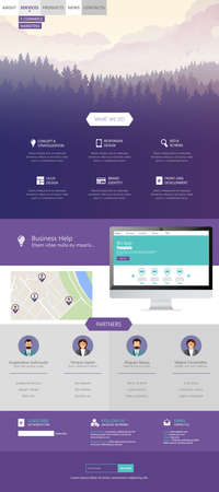 Flat Style One Page Website Template Vector Eps 10のイラスト素材