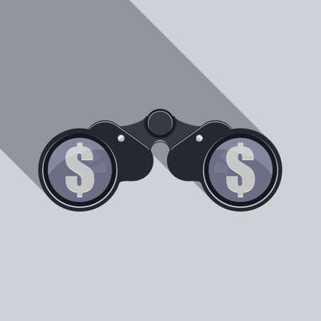 Binoculars Icon with dollar sign. Business Backgroundのイラスト素材