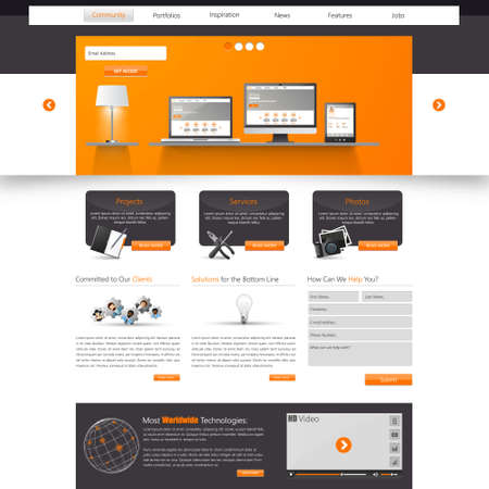 Website Template. Eps 10 Vector illustration, Orange Colorのイラスト素材