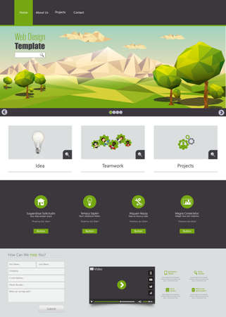 Modern Eco website template with flat eco landscape illustrationのイラスト素材