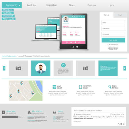 Flat Web Design elements. Templates for website.のイラスト素材