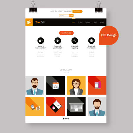Flat Website on Paper, Website Template.のイラスト素材