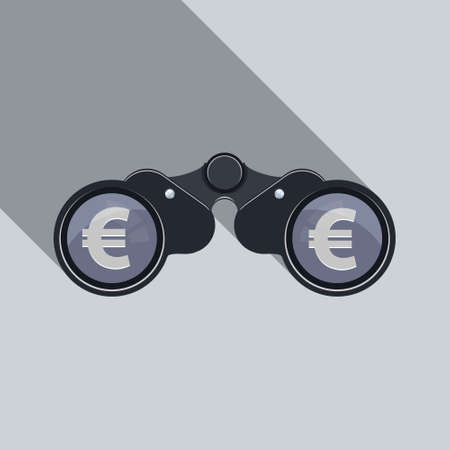Business Background. Binoculars Icon with euro sign.のイラスト素材