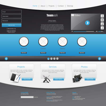 Template for website, eps10 vector with video playerのイラスト素材