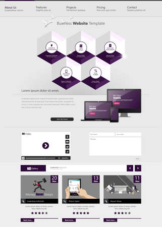 Website Template with Abstract hexagon infographics Designのイラスト素材