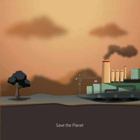 Heavy industry theme. Save the Planet!のイラスト素材
