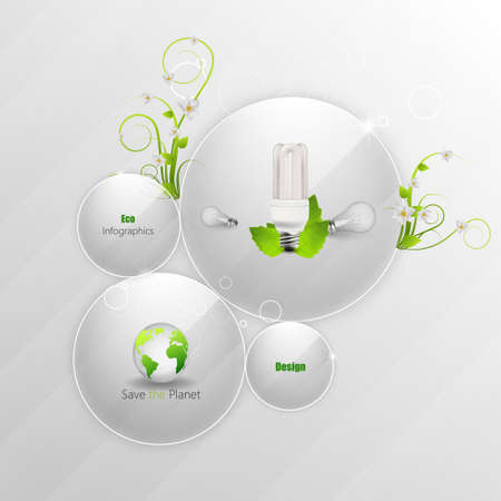 Eco Glass Bubbles Infographics Design. Colorful and trendy transparent elements.のイラスト素材