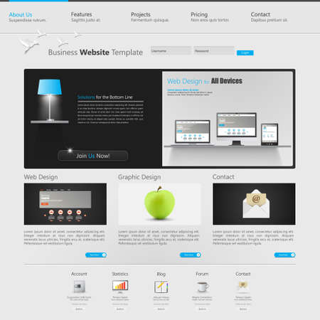 Website Design Template. Creative web design, with realistic icons.のイラスト素材