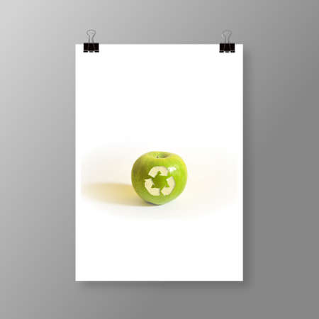illustration of an isolated apple with a recycle sign. Cover or Flyer Designのイラスト素材