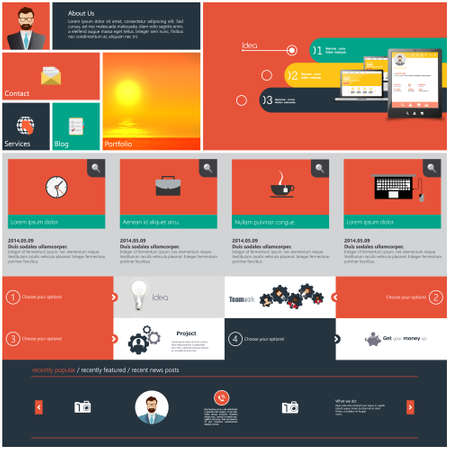Flat Web Design, elements, buttons, icons. Templates for website.のイラスト素材