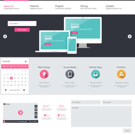 Flat Website Design Template Vector Illustrationのイラスト素材