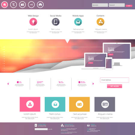 Flat Website Design Template Vector Illustrationのイラスト素材