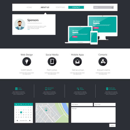 Set of Flat/Ui Web Design, elements, buttons, icons. Templates for website.のイラスト素材