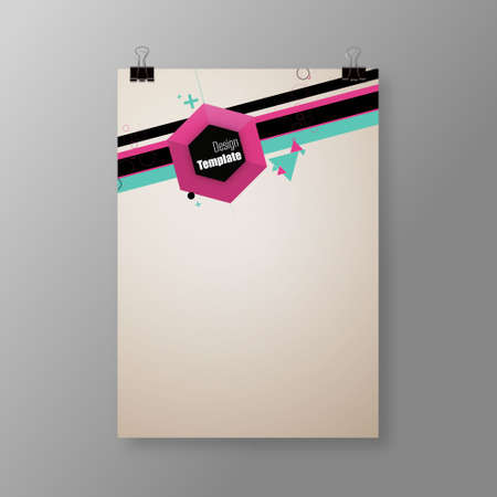 A4 / A3 format poster design with your text, minimal background, paper clips and shadow のイラスト素材