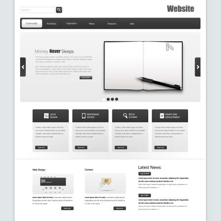 Business Website interface template vector design with realistic notebook illustrationのイラスト素材