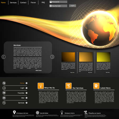 Business WebSite Template with Shiny Globe illustrationのイラスト素材