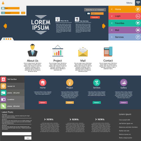 Flat Design web elements / Website templateのイラスト素材