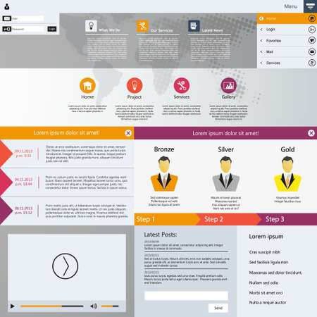 Professional Flat Web Design elements. Templates for website.のイラスト素材