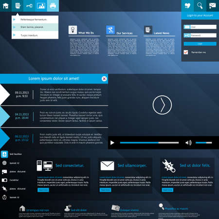 Template for website, eps10 vector with video playerのイラスト素材