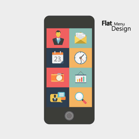 Beautiful Smartphone and Tablet flat icon designのイラスト素材