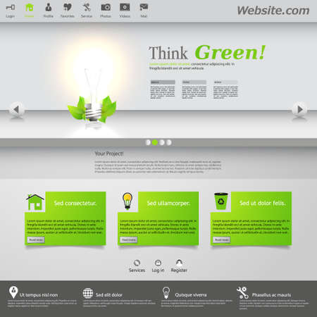 Eco Website Template with lighting bulb.のイラスト素材