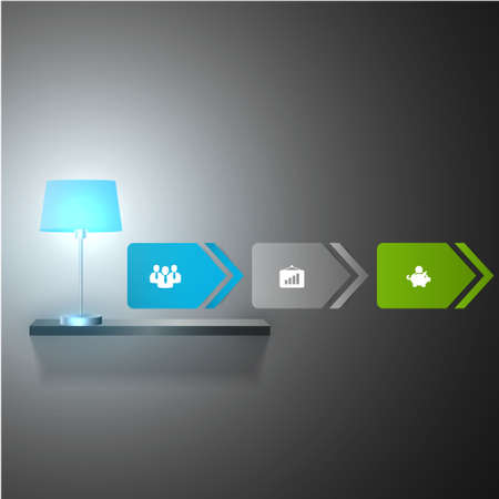 Creative lighting lamp with business strategy plan concept idea, Vector illustration Modern template Designのイラスト素材