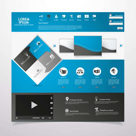 blue business website template - home page design - clean and simple - with a space for a textのイラスト素材