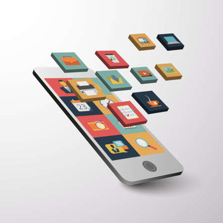 Beautiful Smartphone and Tablet flat icon designのイラスト素材