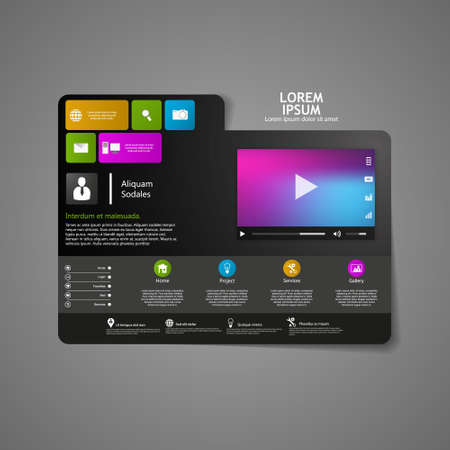 Corporate Website template. Creative web Multifunctional Media design. Mobile interface. Vector. Editable.のイラスト素材