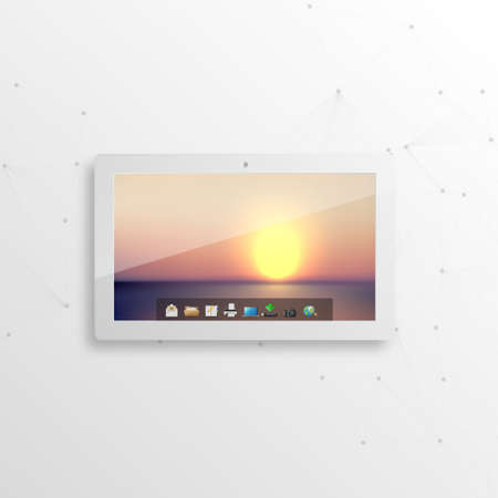 white tablet isolated on a white background with sunsetのイラスト素材