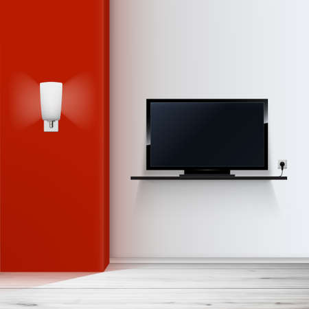 empty room with tv minimal illustration, Vector.のイラスト素材