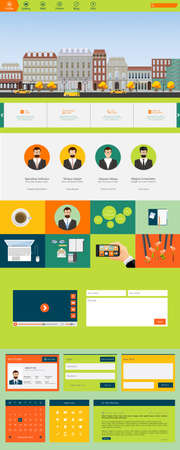 One page flat website design, huge collection website elements.のイラスト素材