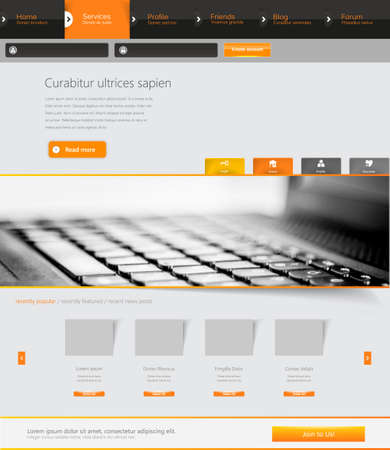 One page website design template. All in one set for website design that includes one page website template.のイラスト素材