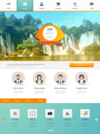 Website Design Template for Your Business with Waterfall Photo Backgroundのイラスト素材