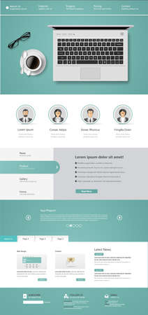 One page website design template. All in one set for website design includes harm one page website template.のイラスト素材