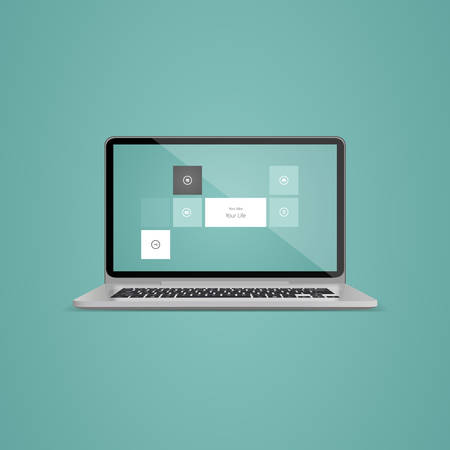 Open laptops Clean Design realistic vector illustration.のイラスト素材
