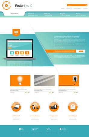 Business Website Design Template Vector illustration. One page style.のイラスト素材